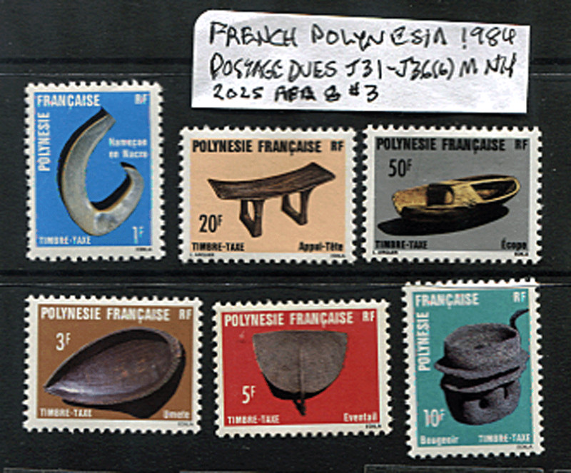 🦋🦋French Polynesia Postage Dues #J31-J36(6)MNH, OG, VF, Complete Set