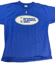 Dallas Mavericks Vintage Shirt 2003 NBA Playoffs Size XL Dirk Era Blue Y2K VTG