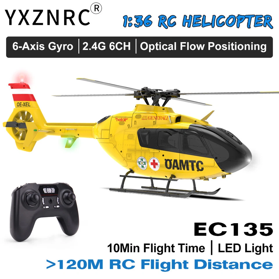 YXZNRC EC135 6CH Gyro 2.4G Flybarless Optical Flow Altitude Hold RC Hubschrauber - Bild 4 von 4