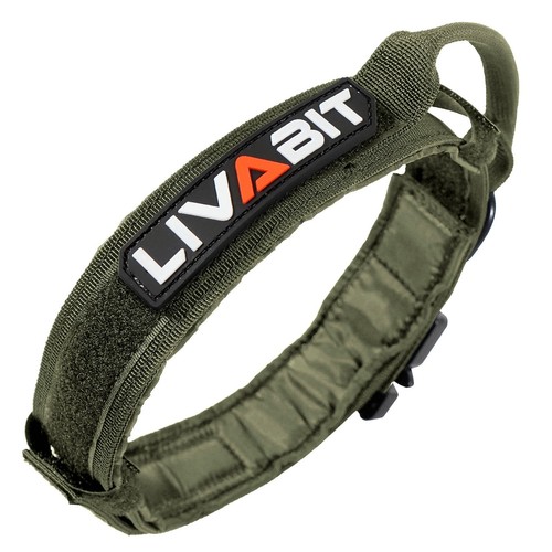 LIVABIT Heavy Duty Nylon Tactical Pet Dog Training Collar Handle Large OD Green - 第 1/1 張圖片