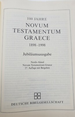 Nestle-Aland Novum Testamentum Graece 27th Edition | eBay