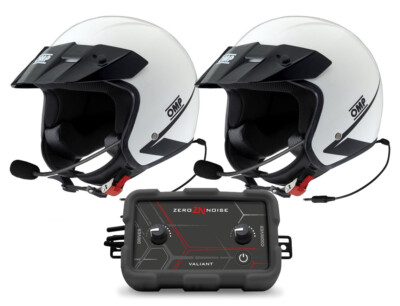 OMP 2 Person Open Face Helmet Star-J ECE 22.06 + Intercom Zeronoise Set White
