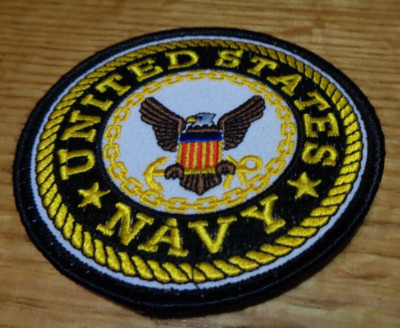 USN United States Navy Eagle Embroidered Logo Round Patch 3 1/4 WITH HOOK