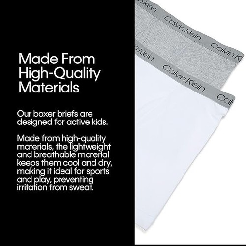 NEW Calvin Klein Boys' Cotton Boxer Briefs Underwear 4-Pack Size M 8/10 - Picture 4 of 4