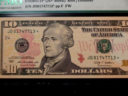 2009 CLEVELAND $10 Dollar PMG GEM UNC 66 EPQ Federal Reserve STAR NOTE $10 BILL! - Picture 2 of 4