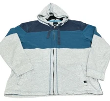 PrAna Hoodie XXL Gray Blue Full Zip Jacket Mid Weight Organic Cotton Poly Y2K