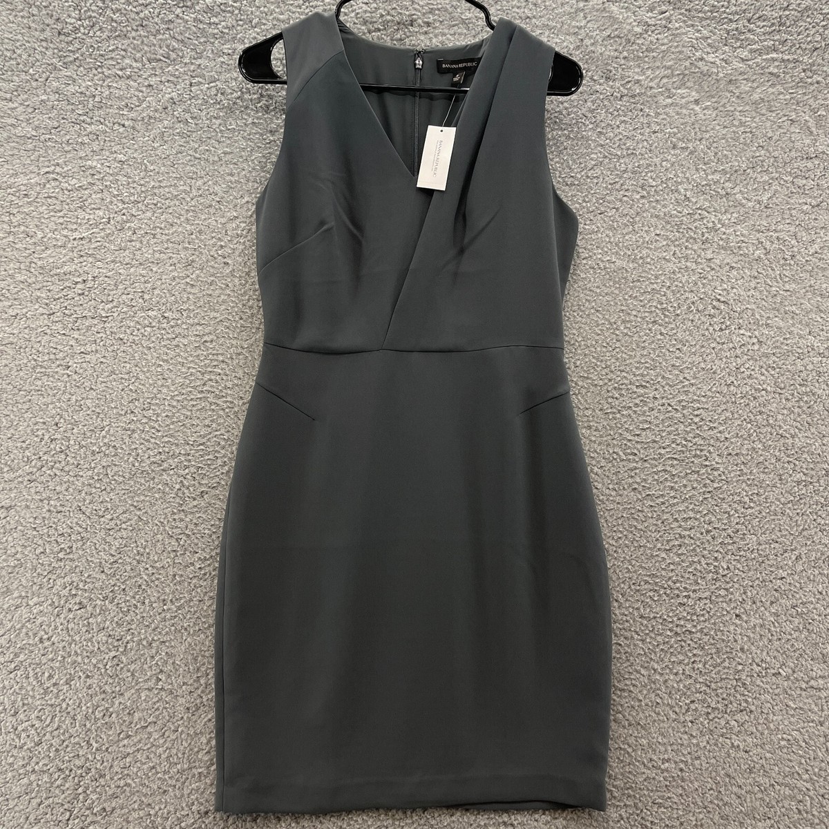banana republic grey sheath dress Gray Women 6 Lined Sleeveless Business Minimalist boho festival clothing