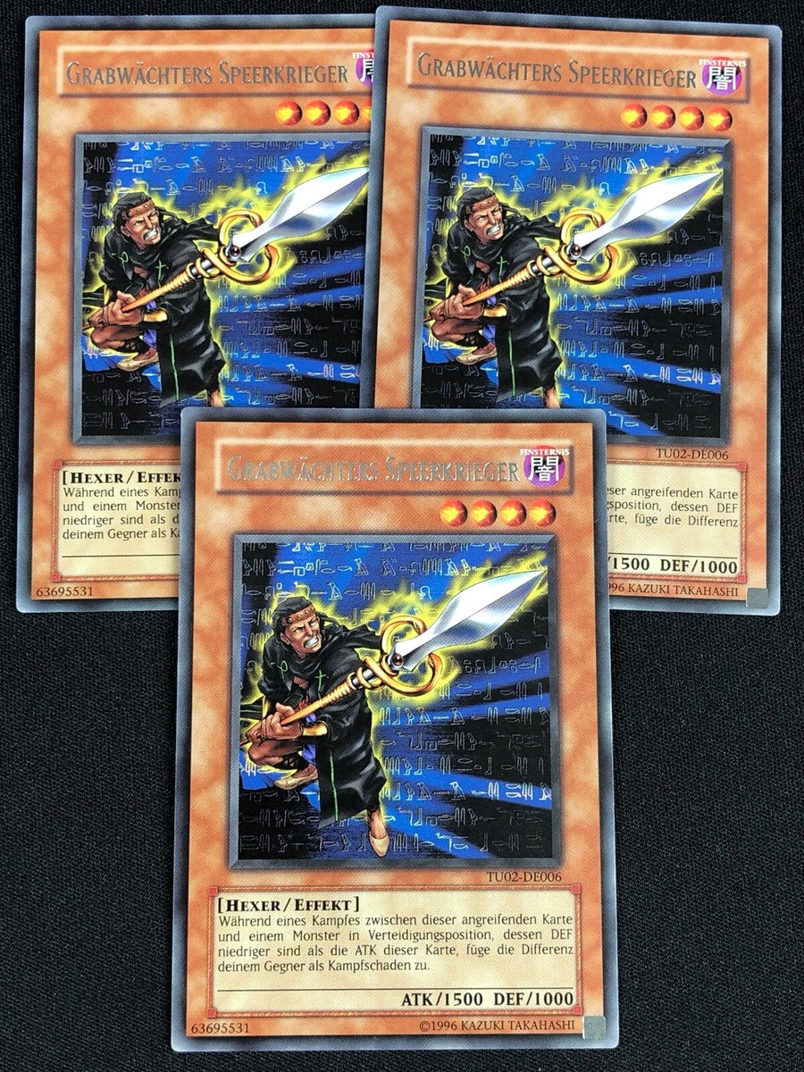 YUGIOH GRAVEKEEPER SPEARMEN TU02-DE006 RARE GERMAN X3 (NM)