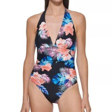 DKNY Women's One Piece Tummy Control Halter Neckline Swimsuit Size Small NEW