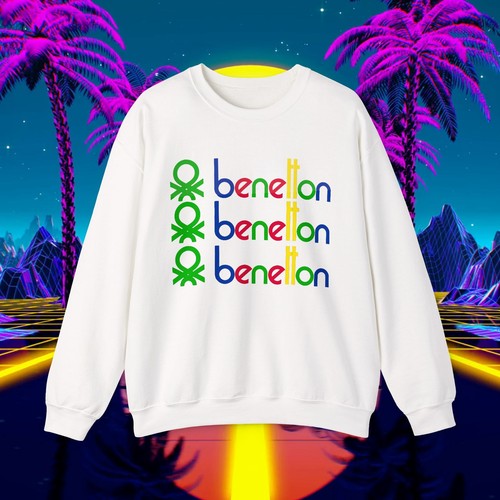 Custom Benetton vintage 1980's design sweatshirt Unisex men women 90s sweater - Picture 8 of 43