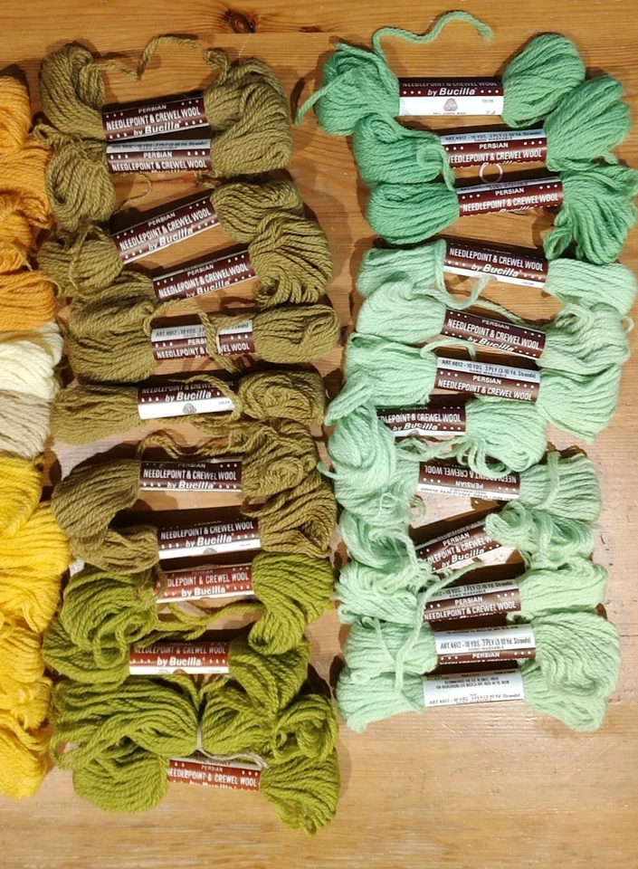 47 Skeins VTG Bucilla Needlepoint Crewel 100% Wool Persian Yarn 3ply New & Used - Image 3 of 4