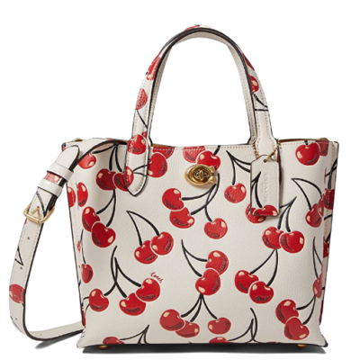 NWT Coach CA111 Willow Tote Bag 24 With Cherry Print