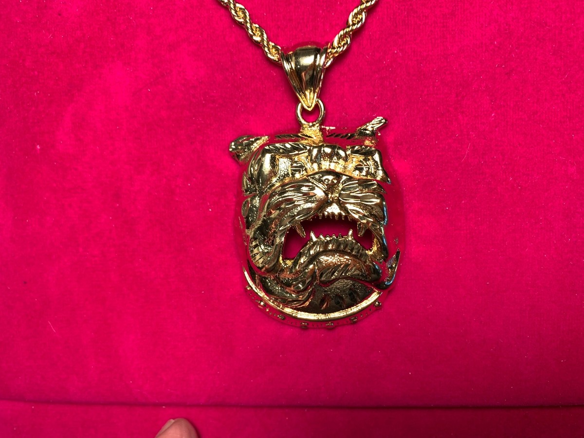 14KT GOLD PLATED 3 INCH BULLDOG CHARM & 14KT GOLD PLATED 16