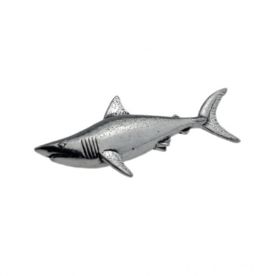 Great White Shark Zinn Revers Anstecknadel / Brosche Steampunk Maul Mako Neu /