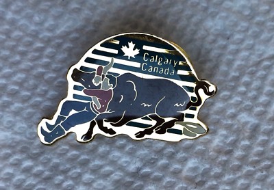 Calgary Alberta Canada Steer Wrestler Bull Dogger Rider Rodeo Lapel Souvenir PIN