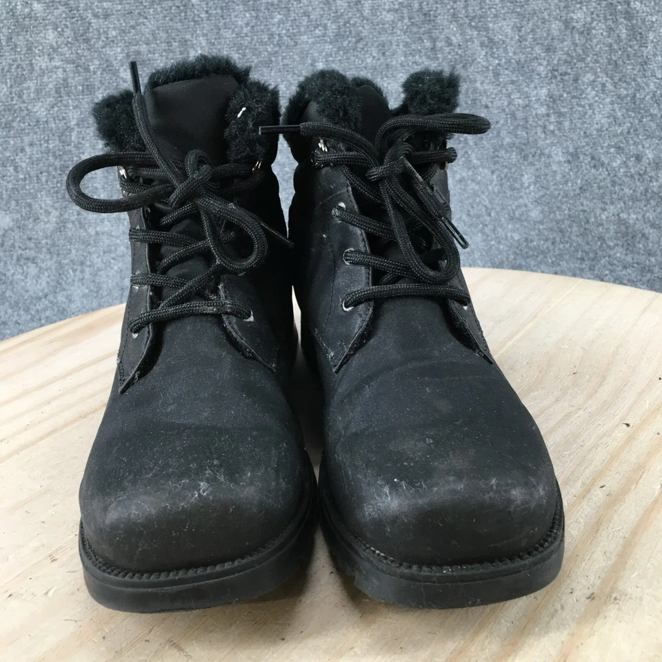 Sporto Winter Snow Boots Womens 8 M Black Faux Leather Insulated Faux Fur Round - Image 4 of 4