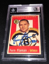 FERNIE FLAMAN SIGNED 1959-60 TOPPS #29 CARD BECKETT BOSTON BRUINS