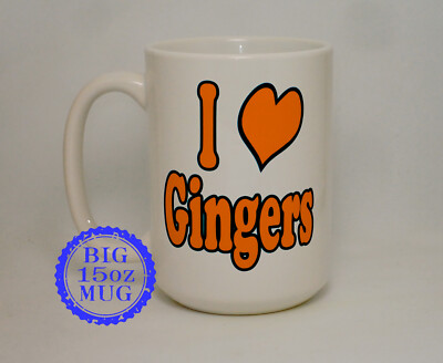 I Heart Love Gingers großer 15 Oz Becher personalisiert roter Kopf rothaariges Haar Bart Geschenk