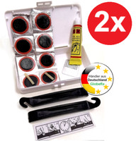 2X Fahrrad Flicken Reparatur Set Reifen Schlauch Rad Flickzeug Flickenset + Box