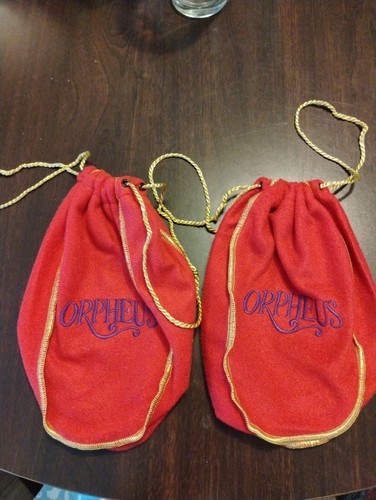 Lot of 2 Custom Crown Royal Red Bag Yellow Trim Orpheus Purple Stitching 9" Size - Picture 14 of 15