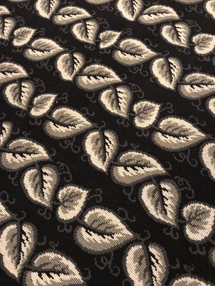 Tapestry Style Upholstery Material 1yd15inches /52” Wide Grey/Black Leaves New - Image 3 of 4