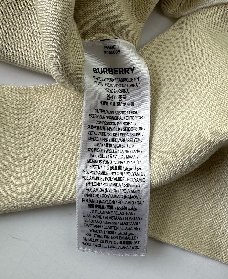 Burberry Saadia Silk/Wool Women's Oatmeal Sleeveless Dress M