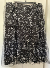 CATO Boho Maxi Skirt Raw Hem Tiered Size L Pull On Peasant Floral Colorful