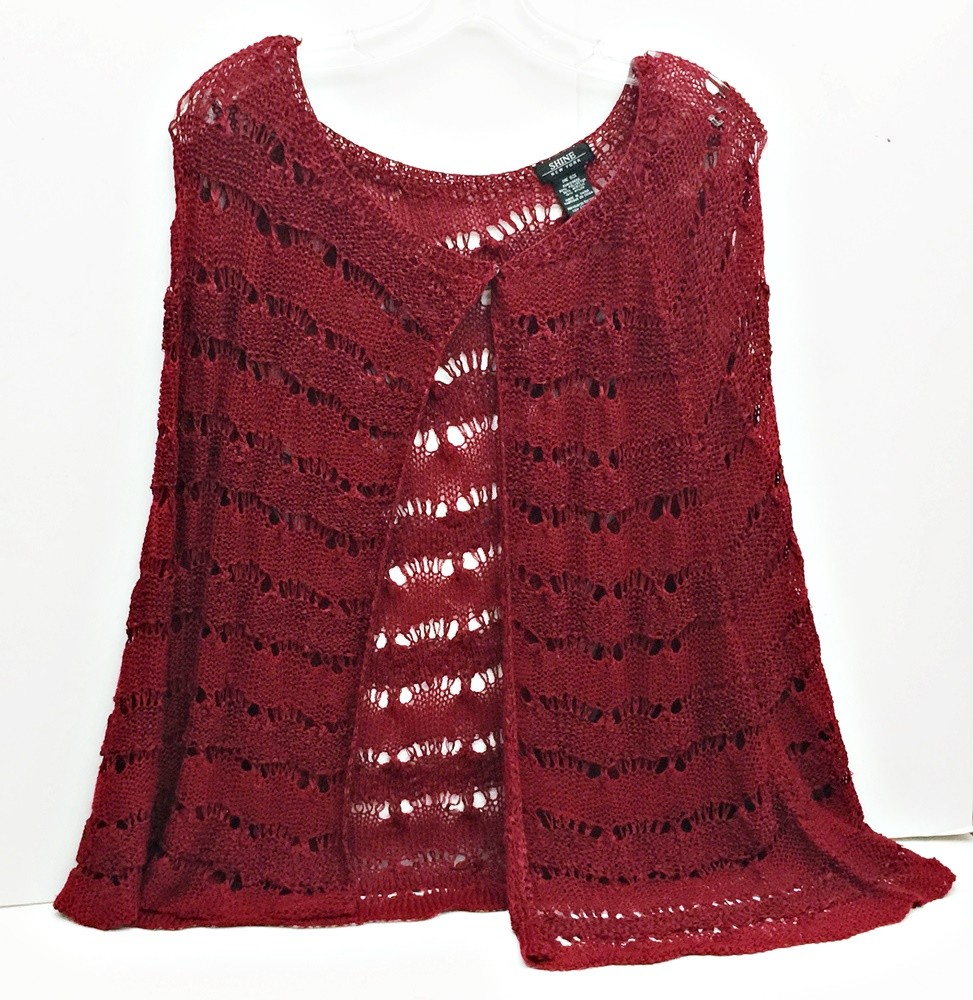 SHINE New York Womens CAPE Wrap Shrug Burgundy or Wine Jacket One
