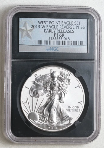2013 W American Silver Eagle $1 NGC Reverse Proof PF 69 West Point Set /018