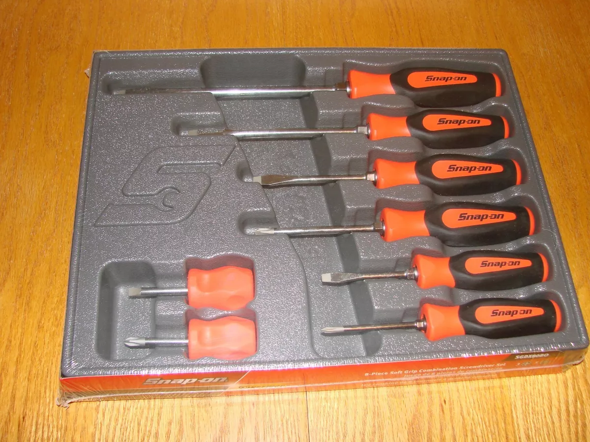 snap on 8 piece soft grip combination screwdriver set new