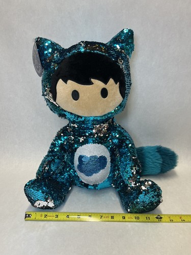 SALESFORCE Anniversary Sequin Tanuki Astro Mascot Stuffed Raccoon Dog Plush 16” - Picture 2 of 23