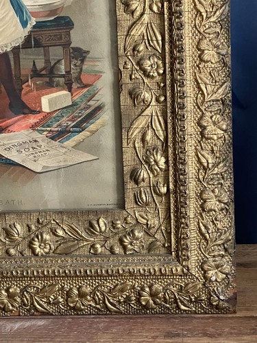 C1885 Dingman's Soap Ad "Kitty's Bath" 32" x 24" Original Victorian Gilded Frame - Picture 6 of 12