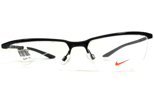 Nike Eyeglasses Frames 6071 003 Black Rectangular Half Rim 59-16-145 - Afbeelding 1 van 12