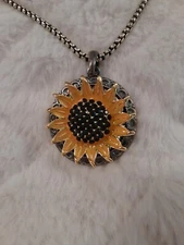  Sunflower jewelry Snap button 18mm charm Adj Necklace w/gbag *USA fast