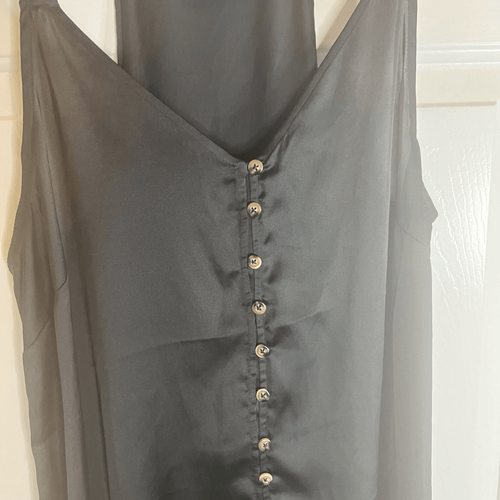 Anthro Maeve NWOT Black Slinky Tank Camisole Size 12 Coquette Flirty Staple - Picture 3 of 9