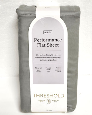 Threshold Queen Size 400 Thread Count Performance Flat Sheet - Classic Gray