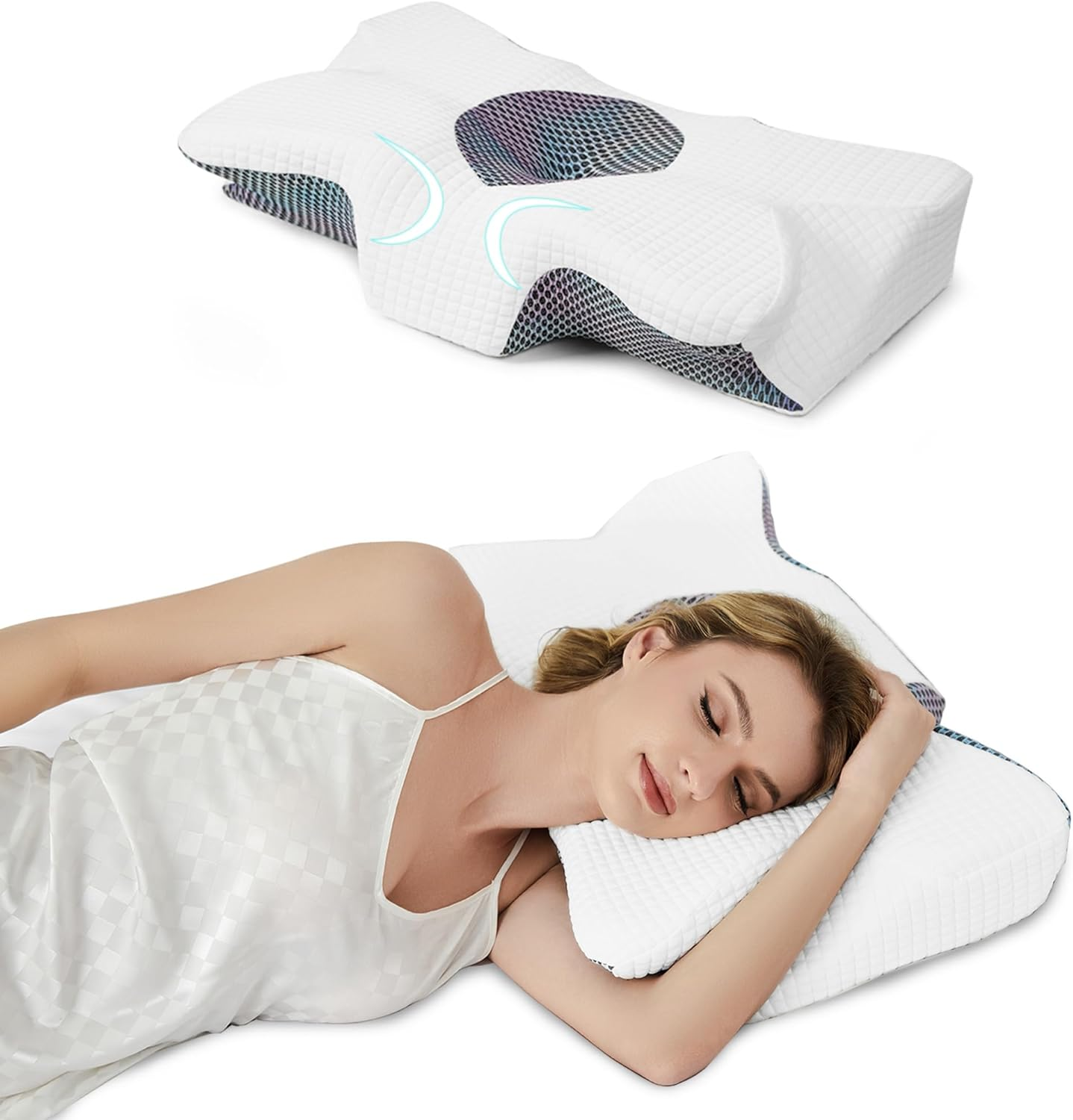 Ergonomic Memory Foam Neck Pillow for Cervical Pain Relief & Comfort