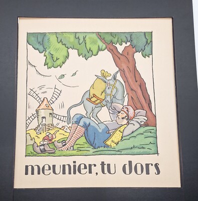 Andre Collot 1920s Print & Lyrics Meunier, tu dors / Miller, You're Sleeping