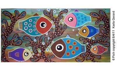 RUG HOOK CRAFT PAPER PATTERN 6 Fish FOLK ART Abstract Primitive Karla  Gerard | eBay