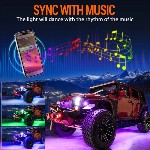Luces de roca LED RGB para Jeep todoterreno camión UTV ATV 8 cápsulas debajo de la carrocería luz de rueda - Imagen 5 de 9
