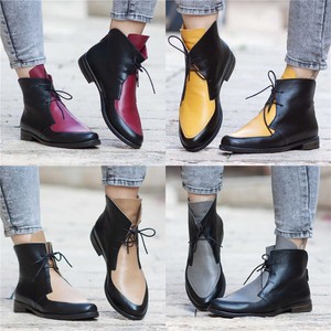 pointed lace up boots flat