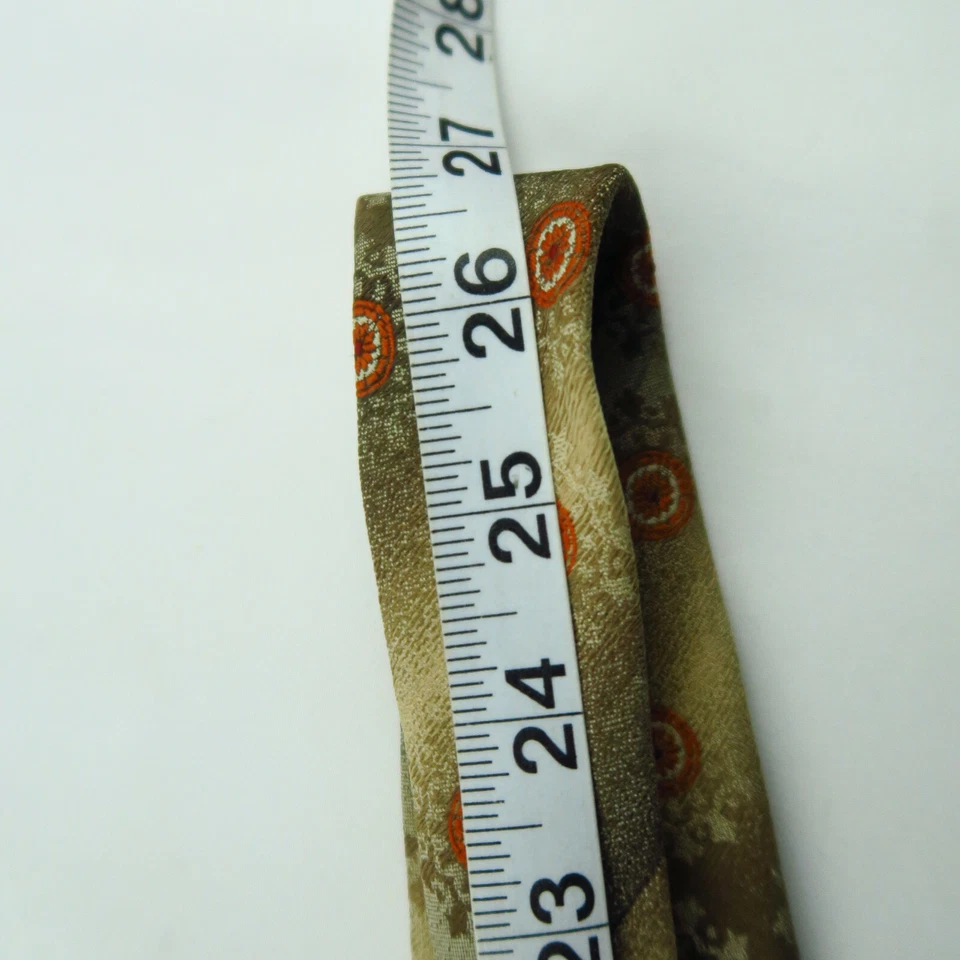 Vintage Wembley Wemlon Neck Tie Polyester Wide 1970s 70s Geometric Gold Orange - Image 4 of 4