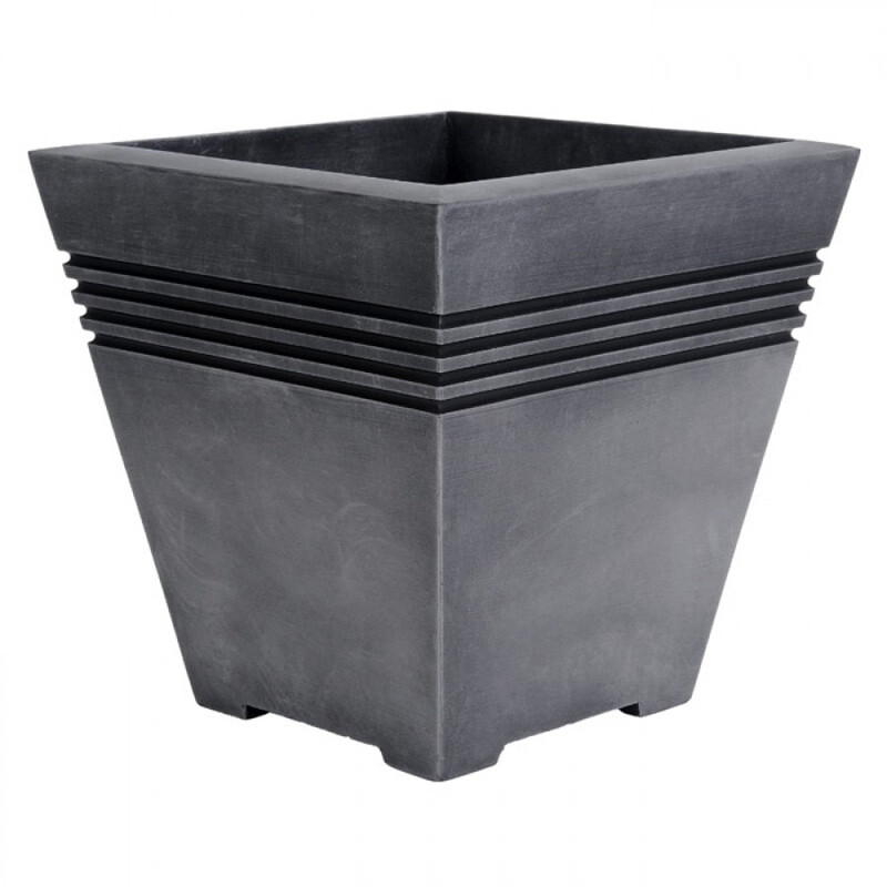Pflanzgef/Pflanzentopf "Milano" Quadratisch, Niedrig, 33,5 x 33,5 x 33cm  -grau | eBay