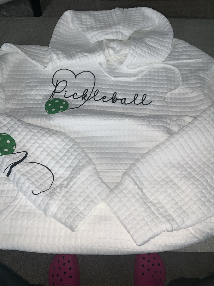 Pickleball Hoodie White Sweatshirt - “Love Pickleball”  Fits M-L