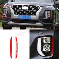 For Hyundai Palisade 2020-2022 ABS RED Headlight Front Fog Light Cover Trim 2PCS