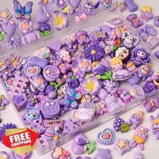 RGEXNST 80pcs Slime Charms Purple Resin Flat Back Craft DIY