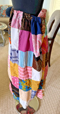 Vintage 60s Handmade Patchwork A-Line Skirt Midi Hippie Bohemian Festival