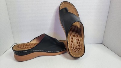 Aomigoct Orthopedic Comfort Wedge Black Sandals Arch Non Slip women's 6.5