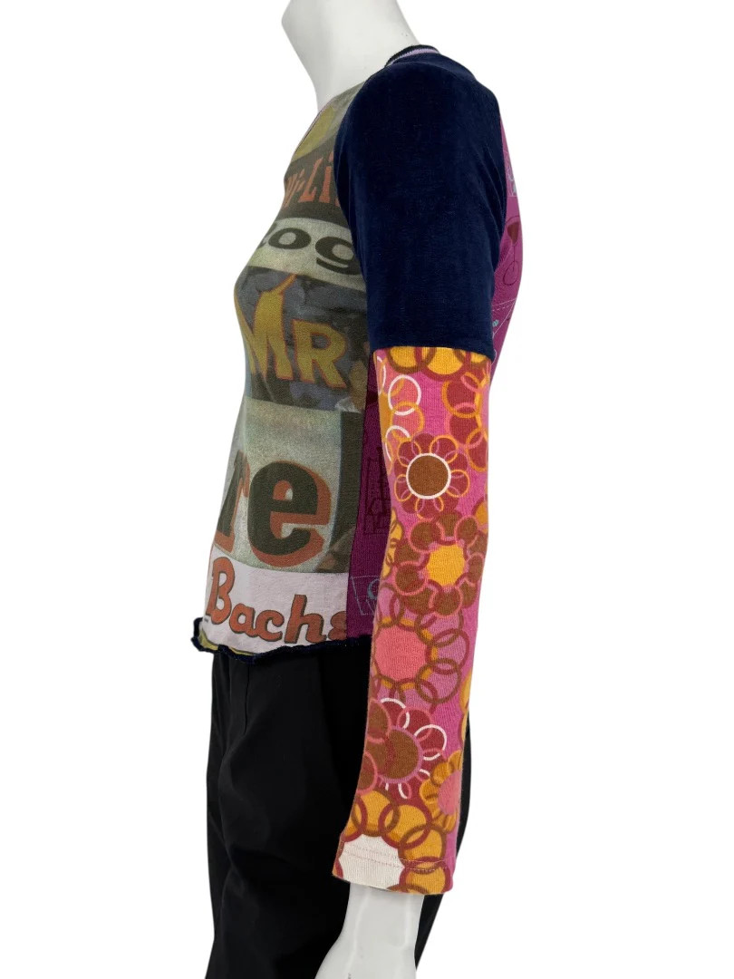 Custo Barcelona Graphic Patchwork Long-Sleeve Top… - image 3