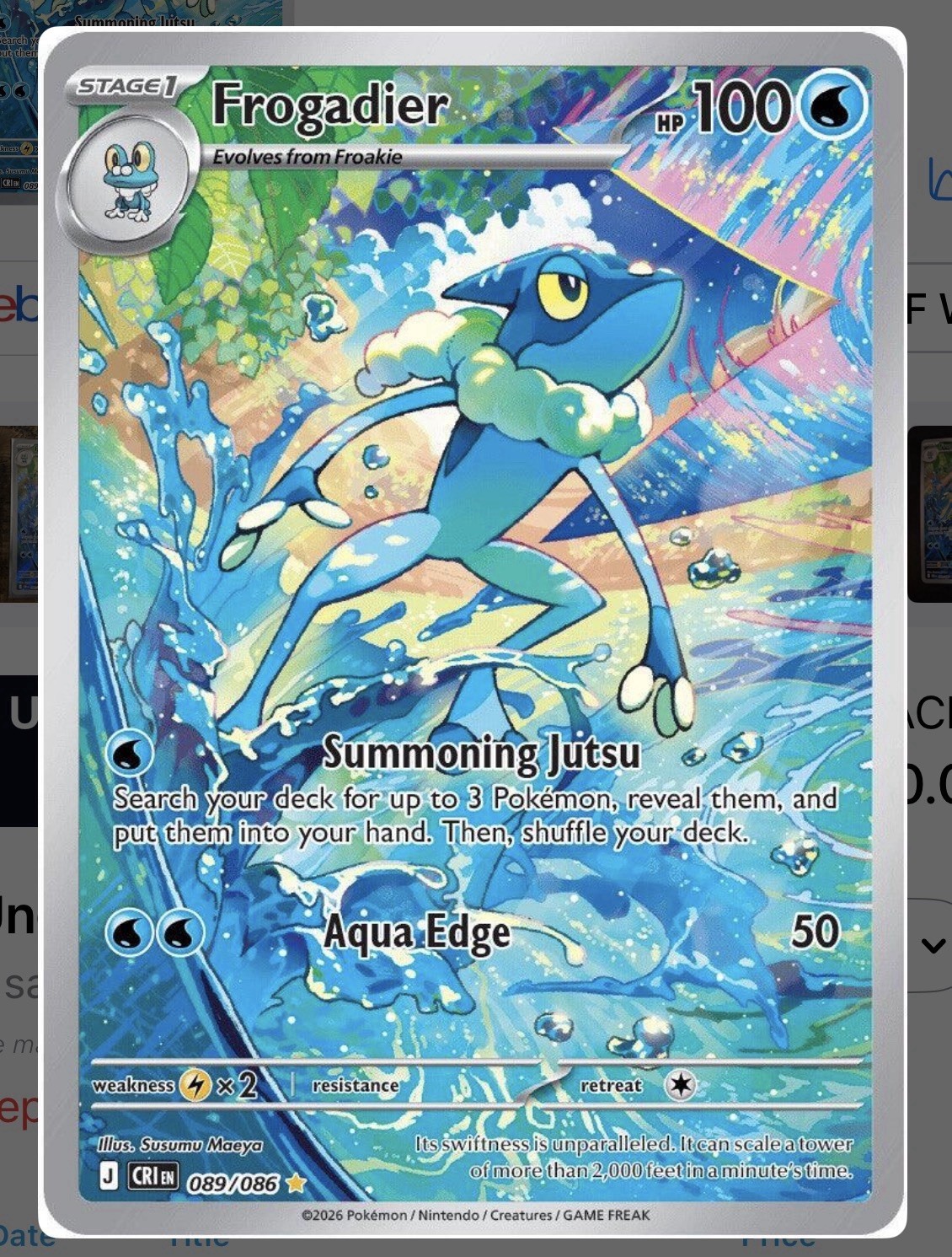 PACK FRESH! Frogadier - Holo ME4 Chaos Rising 89/86 NM Pokemon